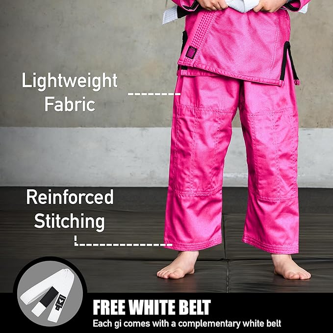 Elite Sports IBJJF Ultra Light BJJ Brazilian Jiu Jitsu Gi for Kids with Preshrunk Fabric and Free Belt