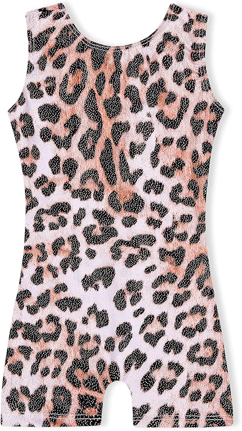 Domusgo Gymnastics Leotards for Girls Sparkly One-Piece Pro Kids Unitard Biketards with Shorts