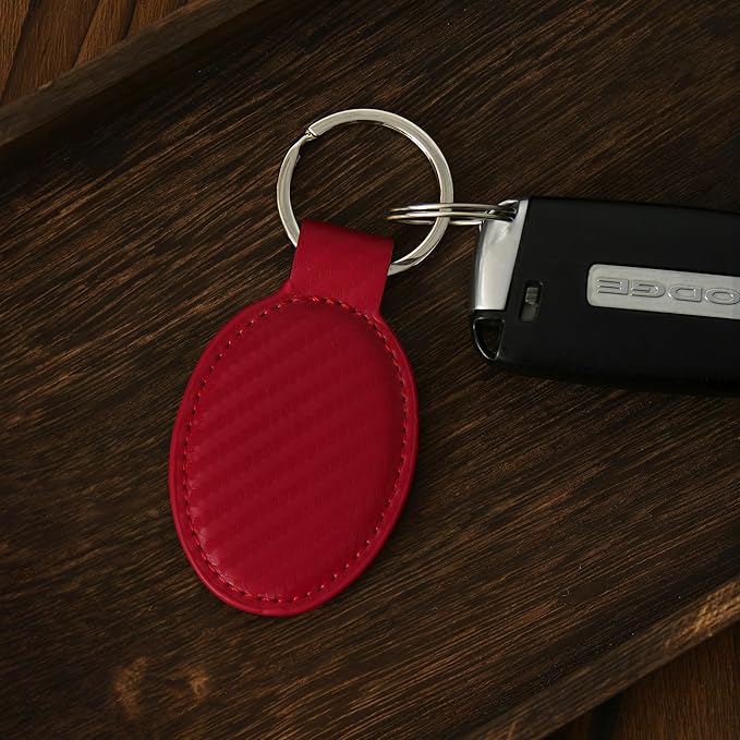 LaserGram Oval Keychain, Baseball Ball, Personalized Engraving Included (Carbon Fiber Red)