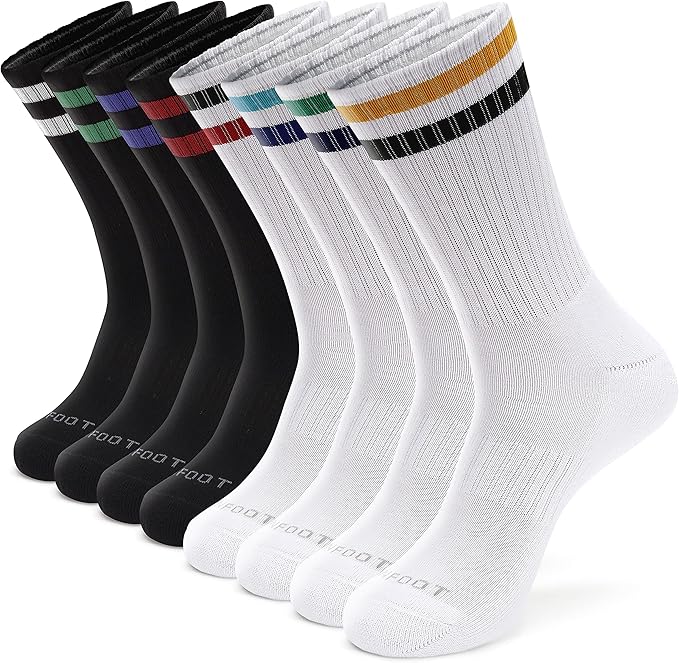 MONFOOT Women's and Men's 3-8 Pairs Athletic Cushion Crew Socks Multi