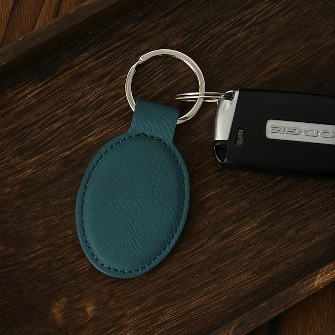 LaserGram Oval Keychain, Soccer Ball, Personalized Engraving Included