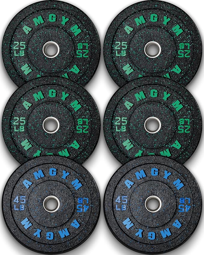 2 Inch Bumper Plates，10-500lbs，Barbell Rubber Olympic Weight Plates Set for Home Gym, Strength Training & Weight Lifting, Multiple Options Colors