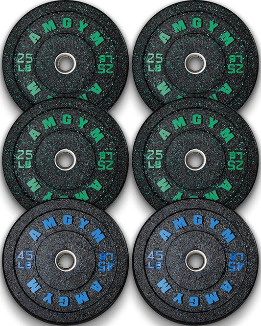 2 Inch Bumper Plates，10-500lbs，Barbell Rubber Olympic Weight Plates Set for Home Gym, Strength Training & Weight Lifting, Multiple Options Colors