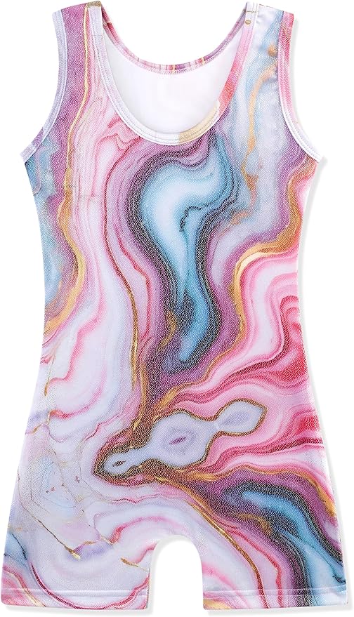 HOZIY Gymnastics Leotards for Girls with Shorts Toddlers Biketards Rainbow Unicorn Dinosaur Mermaid Leopard Flower Galaxy