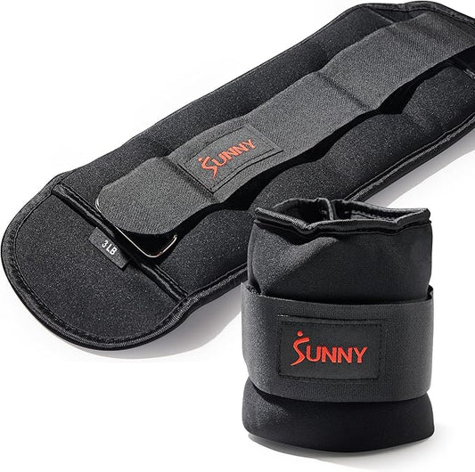 Sunny Health & Fitness Ankle Weights for Women, Men & Kids – Adjustable 1–5 lb Pair | Wrist, Arm & Leg Weights for Walking, Pilates, Yoga & Cardio