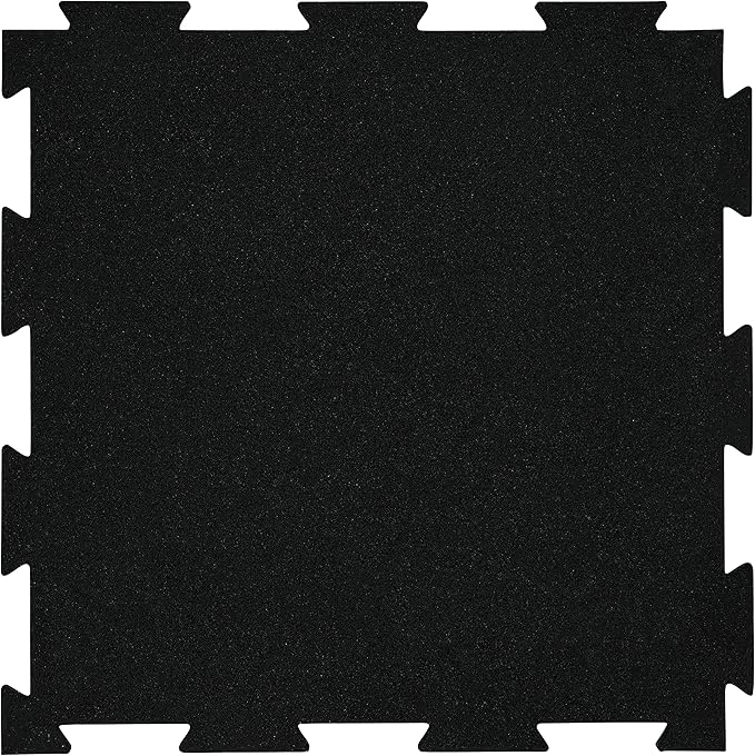 Playsafer Genaflex Lite Rubber 8mm Interlocking Tiles for Gym Flooring, Exercise Equipment, Exercise Areas - 20" X 20" (Black, 100 Tiles - 270 Sq. Ft.)
