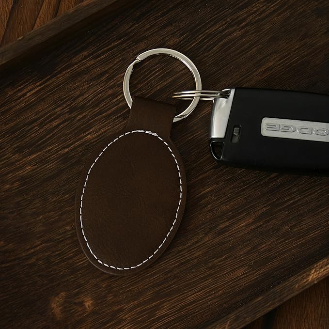 LaserGram Oval Keychain, Soccer Ball, Personalized Engraving Included