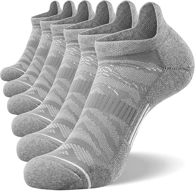 FITRELL Men's 6 Pack Ankle Running Socks Low Cut Cushioned Athletic Sports Socks 7-9/9-12/12-15
