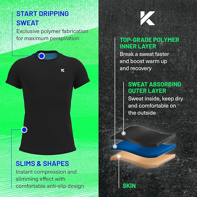 Kewlioo Sauna Shirt for Men - Heat Trapping Sweat Vest, Sauna Suit For Men, Compression Workout Sweat Suit for Gym, Workouts