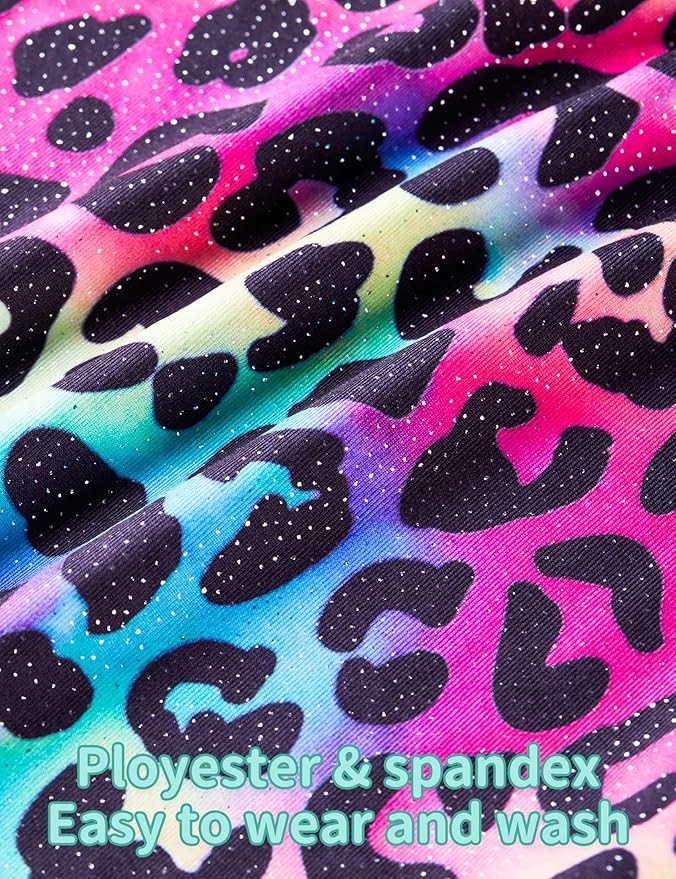 Nymphperi 2 Packs Gymnastics Leotard for Girls Sparkle Biketards with Shorts Kids Sleeveless Unitard One-Piece Dancewear