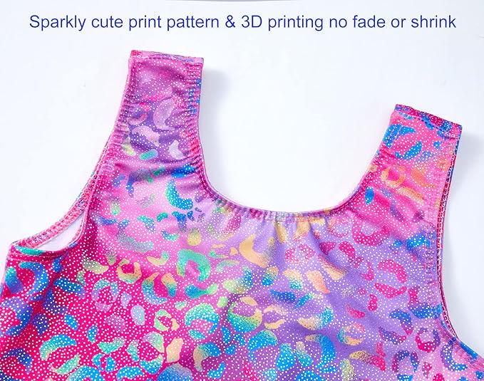 Domusgo Gymnastics Leotards for Girls Sparkly One-Piece Pro Kids Unitard Biketards with Shorts