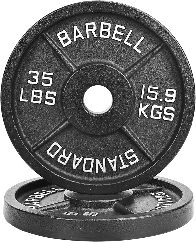 Fitvids 2-Inch Olympic Cast Iron Weight Plate for Strength Training & Weightlifting, Multiple Sizes