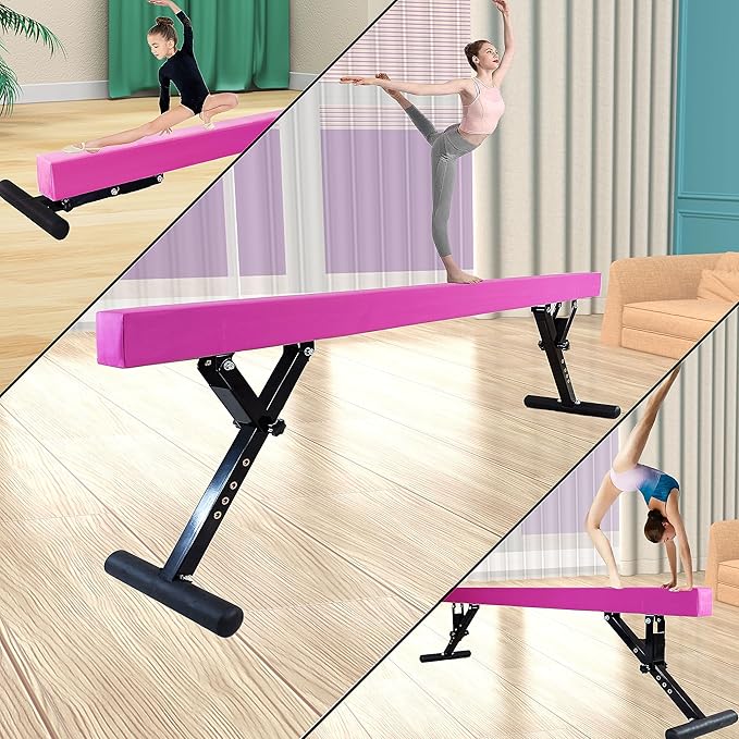 Adjustable Balance Beam for Kids, 8FT Gymnastics Beam with Anti-Slip Legs, High and Low Floor Beam for All Gymnastics Levels, Professional Gymnastic Equipment for Home, Gym Center