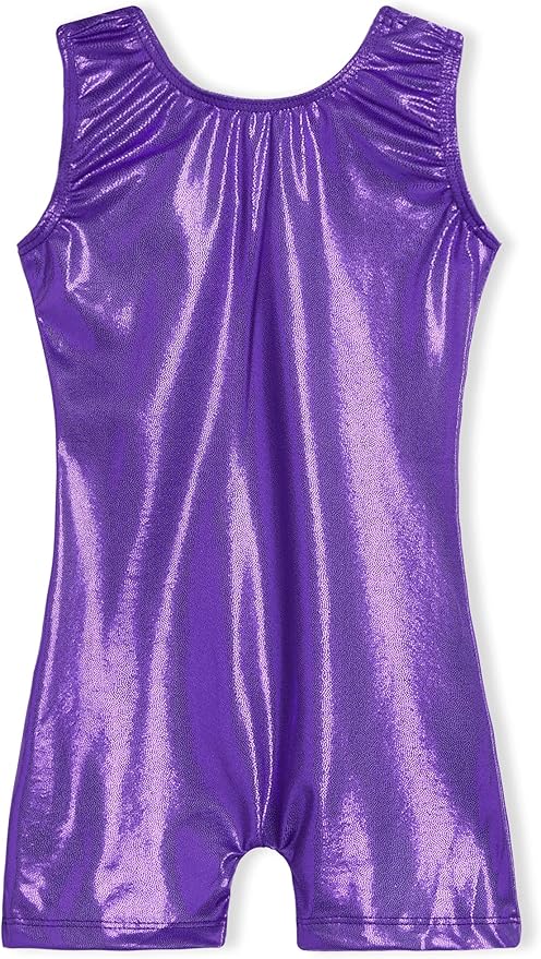 Domusgo Gymnastics Leotards for Girls Sparkly One-Piece Pro Kids Unitard Biketards with Shorts
