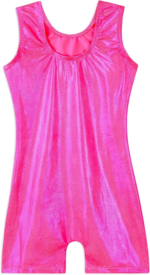 Domusgo Gymnastics Leotards for Girls Sparkly One-Piece Pro Kids Unitard Biketards with Shorts