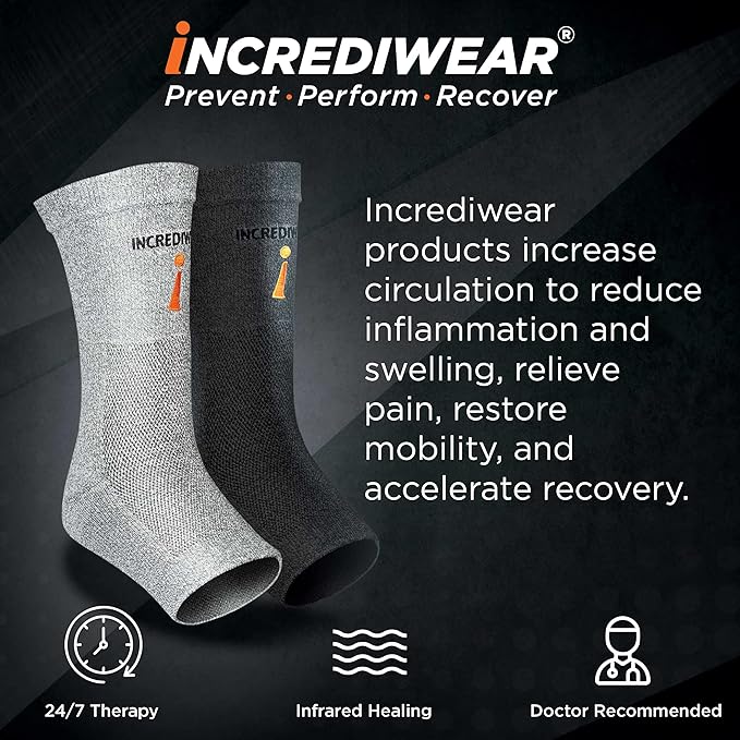 Incrediwear Ankle Sleeve – Ankle Brace for Joint Pain Relief, Sprained Ankle Support, Arthritis, Inflammation Relief, and Circulation, Ankle Support for Women and Men (Black, Large)