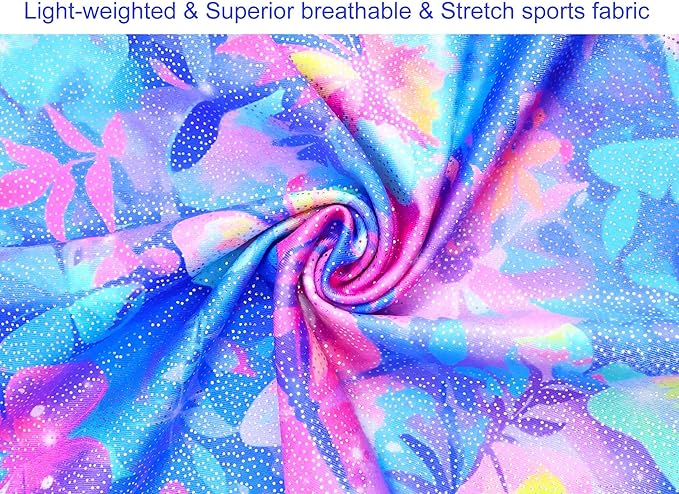 Domusgo Gymnastics Leotards for Girls Sparkly One-Piece Pro Kids Unitard Biketards with Shorts