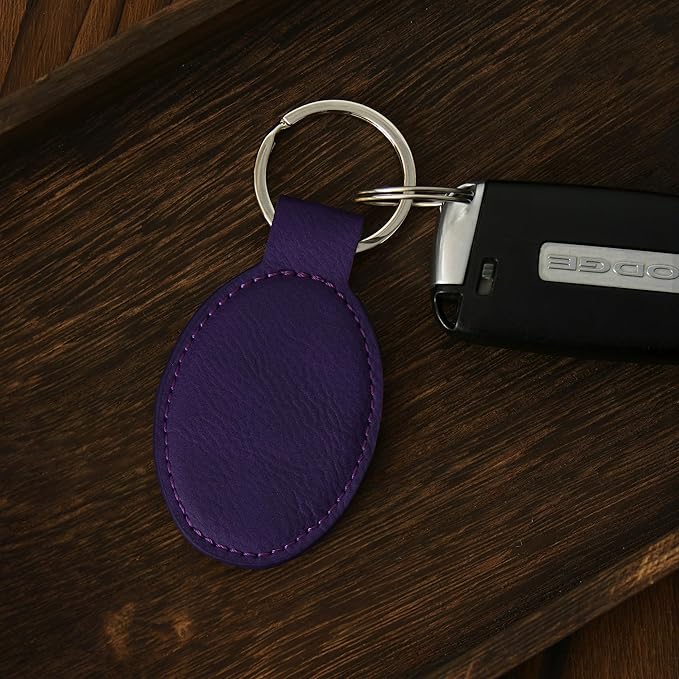LaserGram Oval Keychain, Soccer Ball, Personalized Engraving Included