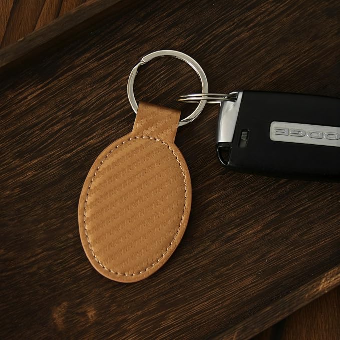 LaserGram Oval Keychain, Soccer Ball, Personalized Engraving Included