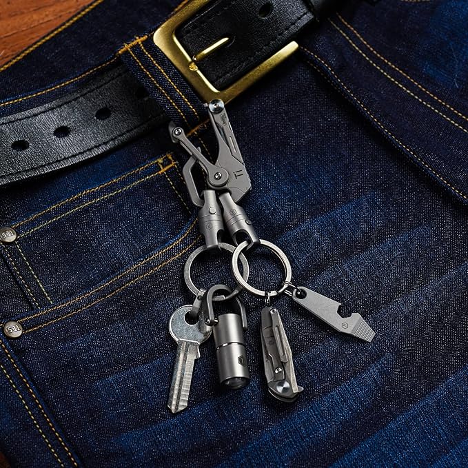 KeyUnity KA45 Titanium Quick Release Keychain, Magnetic Keychain For Car Keys-360 ° Rotatable