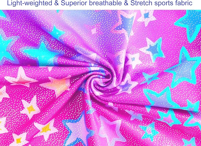 Domusgo Gymnastics Leotards for Girls Sparkly One-Piece Pro Kids Unitard Biketards with Shorts
