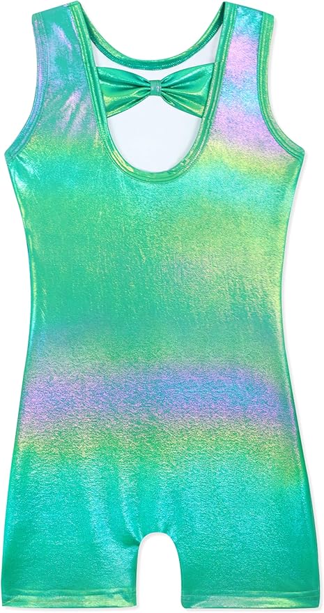 HOZIY Gymnastics Leotards for Girls with Shorts Toddlers Biketards Rainbow Unicorn Dinosaur Mermaid Leopard Flower Galaxy