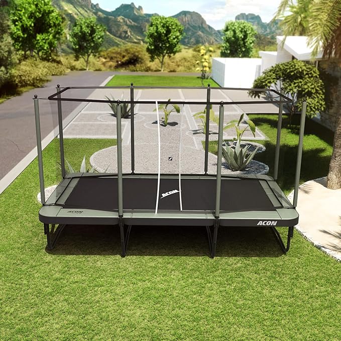 ACON 16 HD Rectangular Trampoline with Safety Enclosure & Ladder – Heavy-Duty Steel Frame, Dual-Layer SafeMat System, ASTM & CE Certified for Family Fun