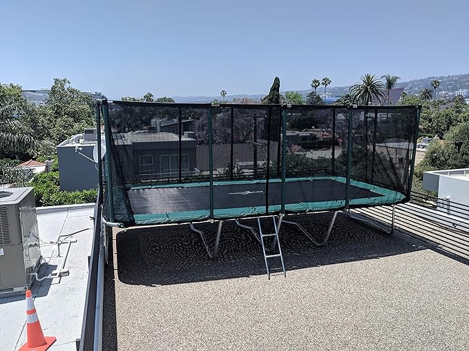 Happy Trampoline Pro Rectangle Trampoline - Heavy Duty 750lbs Jumping Capacity With Net Enclosure - Large Commercial Grade Rectangular Outdoor for Backyard Gymnastics