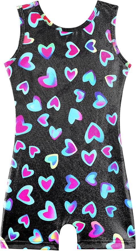 HOZIY Gymnastics Leotards for Girls with Shorts Toddlers Biketards Rainbow Unicorn Dinosaur Mermaid Leopard Flower Galaxy