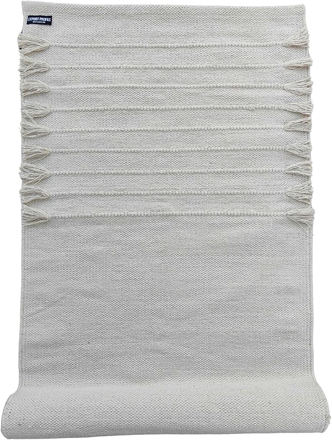 Indian Handmade100 % Organic Anti Skid Multi Colour Cotton Yoga Mat - Eco-Friendly Hand-Woven Rug - Non-Slip & Thick (24”x72”x5mm) for Hot yoga & Everyday Fitness at Home - Comfortable & Foldable Extra-Long Mat
