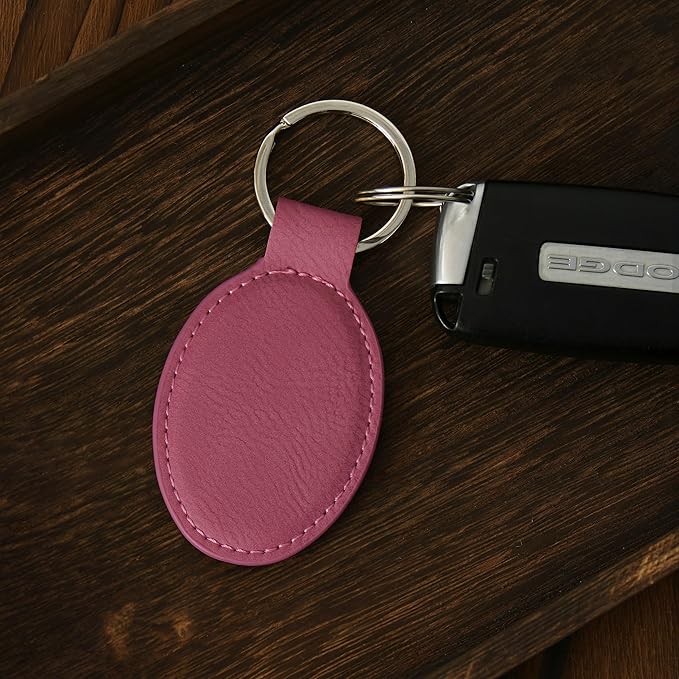 LaserGram Oval Keychain, Baseball Ball, Personalized Engraving Included (Pink)