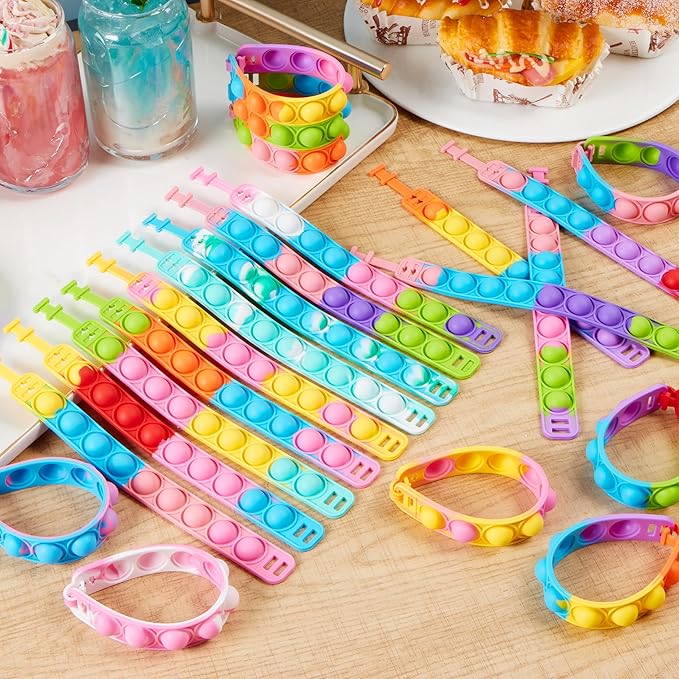 JOYIN Pop Fidget Toys pops Bulk 50 Pack Party Favors for Kids 4-8,8-12 Year, Fidget Bracelets Sensory Toys for Birthday Carnival Halloween Christmas Prizes Gifts Goodie Bags Stuffers for Kids