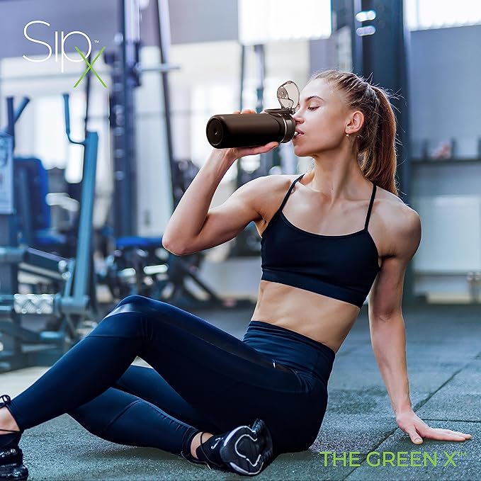 SIPX™ 18 oz Premium Stainless Steel Water Bottle with Straw Lid – Triple Insulated, Leakproof, BPA-Free – Slim, Durable Bottle for School, Gym, Office – Black