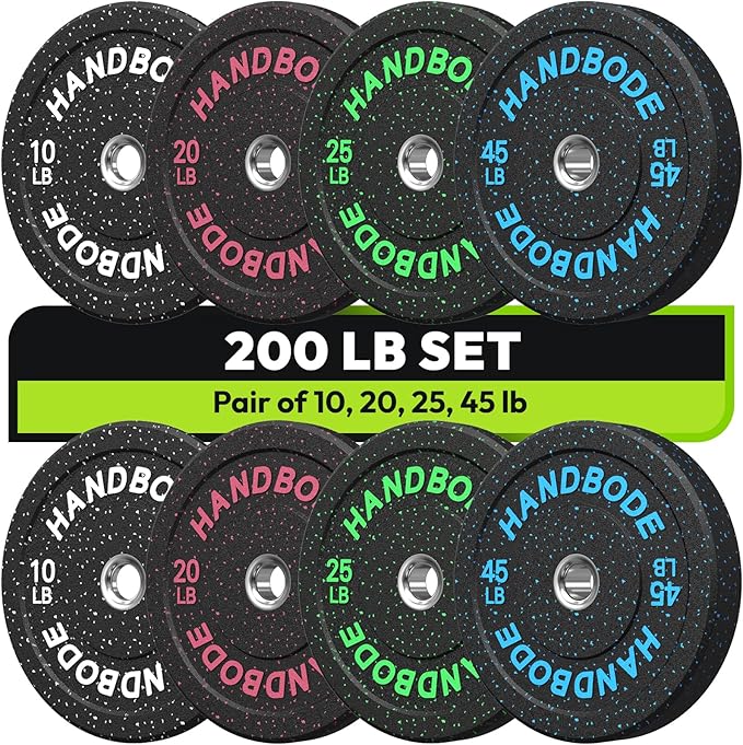 2-Inch Weight Plates High Bounce, Olympic Bumper Plate Set 45/100/160/190/260/300lb, Colored Weight Plates Set for Home Gym, Barbell Weights Rubber Strength Training Plate for Weight Lifting