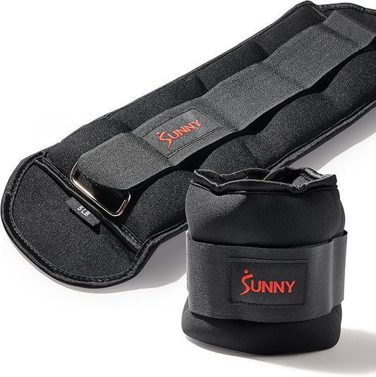 Sunny Health & Fitness Ankle Weights for Women, Men & Kids – Adjustable 1–5 lb Pair | Wrist, Arm & Leg Weights for Walking, Pilates, Yoga & Cardio