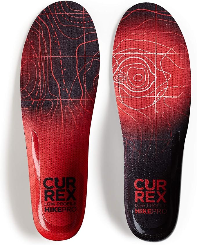 CURREX HikePro Insoles for Hiking Boots & Shoes – Shock Absorbing Inserts to Help Reduce Fatigue and Increase Performance – Anti-Slip Heel Surface for Stability – for Men & Women – Low Arch, 2X