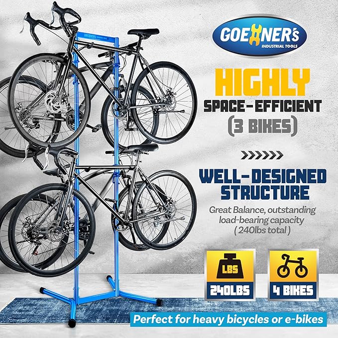Gioventù 4 Bike Storage Rack Garage(Max 240lbs), Freestanding Gravity Bicycle Rack with Fully Adjustable Arms, Drill-free, Vertical Bike Floor Stand for Indoor Storage, Suitable for Any Bike Styles