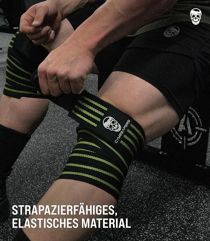 Gymreapers Knee Wraps for Squats and Powerlifting 72 Inch Compression Wraps with Strap for Men & Women Weightlifting Support