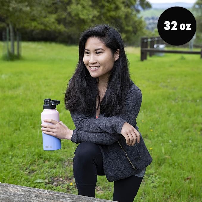 MIRA 32 oz Insulated Sports Bottle - Stainless Steel Temperature Control Thermo - Easy-Drink Spout (24Hr Cold/12Hr Hot) - Blue Lava