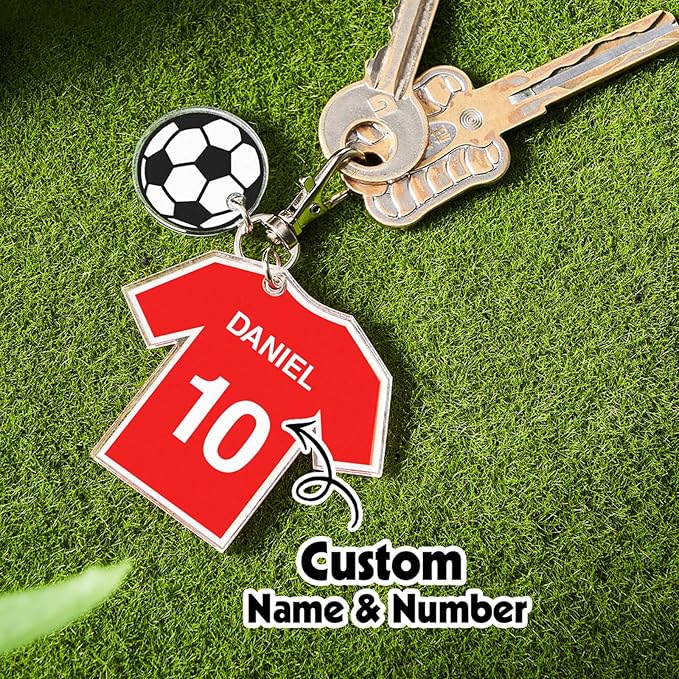 Custom Acrylic Soccer Keychain, Personalized Name on 2D Printed Soccer Uniform, Gift for Medical Professionals