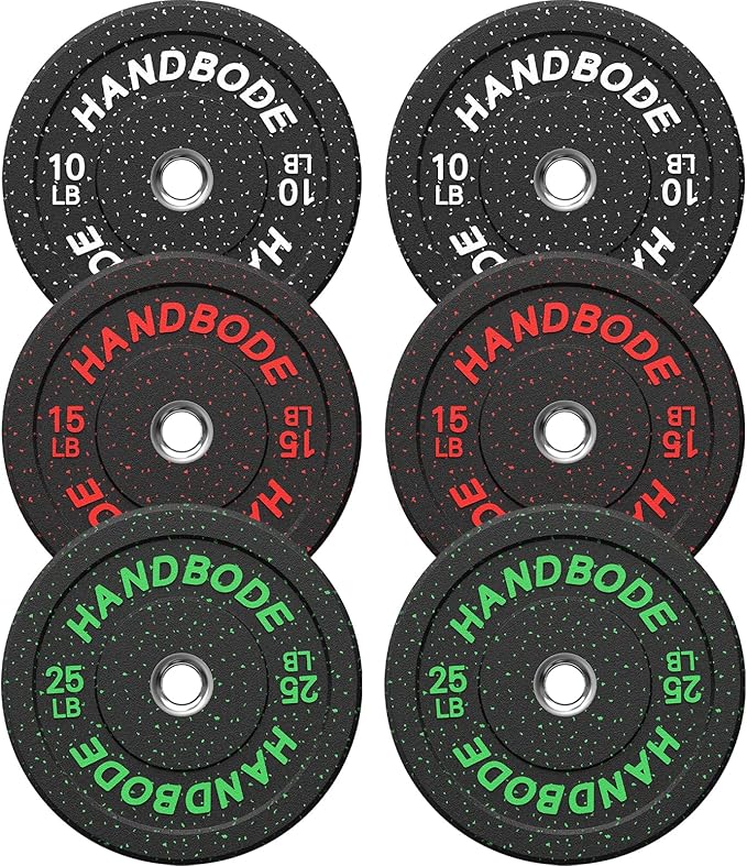 2-Inch Weight Plates High Bounce, Olympic Bumper Plate Set 45/100/160/190/260/300lb, Colored Weight Plates Set for Home Gym, Barbell Weights Rubber Strength Training Plate for Weight Lifting