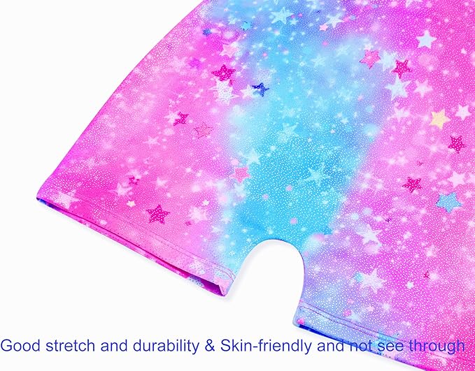 Domusgo Gymnastics Leotards for Girls Sparkly One-Piece Pro Kids Unitard Biketards with Shorts