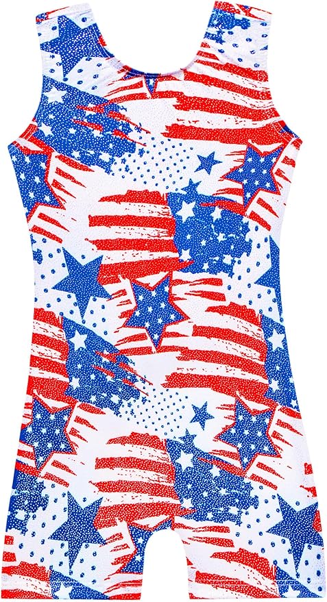 Domusgo Gymnastics Leotards for Girls Sparkly One-Piece Pro Kids Unitard Biketards with Shorts
