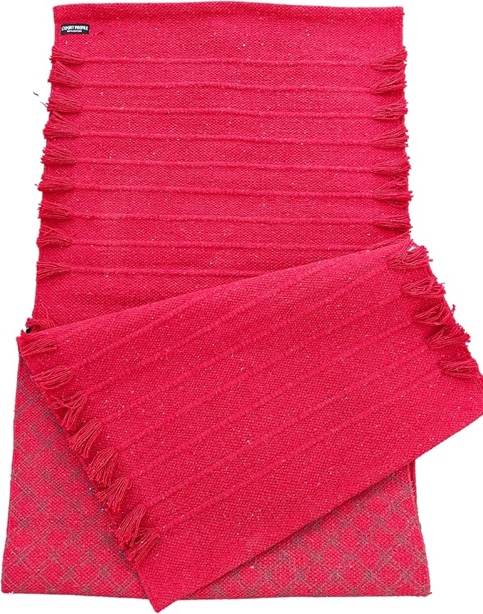 Indian Handmade100 % Organic Anti Skid Multi Colour Cotton Yoga Mat - Eco-Friendly Hand-Woven Rug - Non-Slip & Thick (24”x72”x5mm) for Hot yoga & Everyday Fitness at Home - Comfortable & Foldable Extra-Long Mat