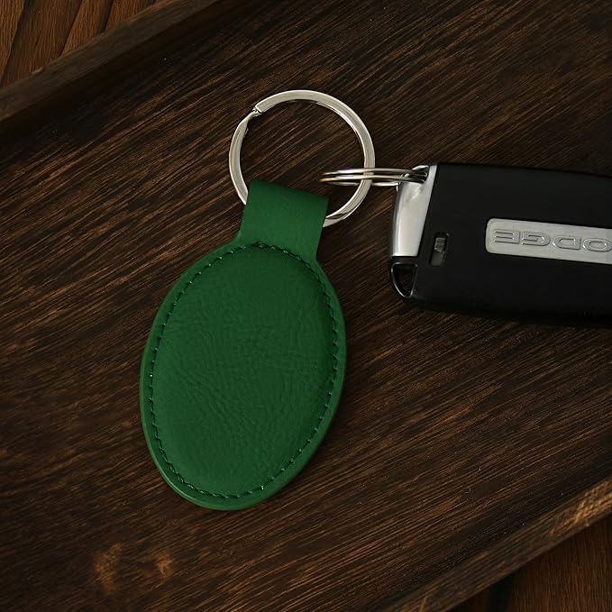LaserGram Oval Keychain, Baseball Ball, Personalized Engraving Included (Green)