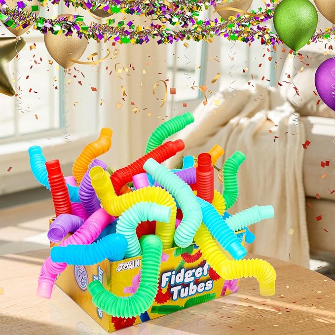 JOYIN 36 Pack Pop Tubes, Sensory Toys (Large) Fidget Toys Party Favors - 9 Colors, Creativity Learning & Fun for Toddler Kids - Perfect for Party, Goodie Bags Stuffers, Classroom School Reward