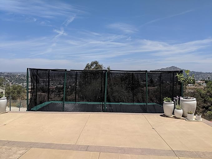Happy Trampoline Pro Rectangle Trampoline - Heavy Duty 750lbs Jumping Capacity With Net Enclosure - Large Commercial Grade Rectangular Outdoor for Backyard Gymnastics