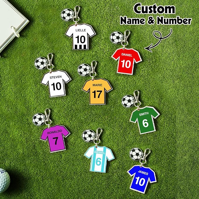 Custom Acrylic Soccer Keychain, Personalized Name on 2D Printed Soccer Uniform, Gift for Medical Professionals