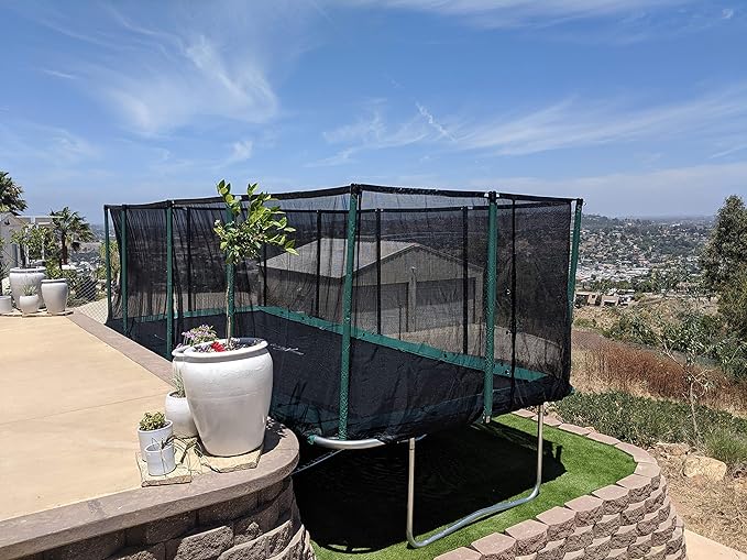 Happy Trampoline Pro Rectangle Trampoline - Heavy Duty 750lbs Jumping Capacity With Net Enclosure - Large Commercial Grade Rectangular Outdoor for Backyard Gymnastics