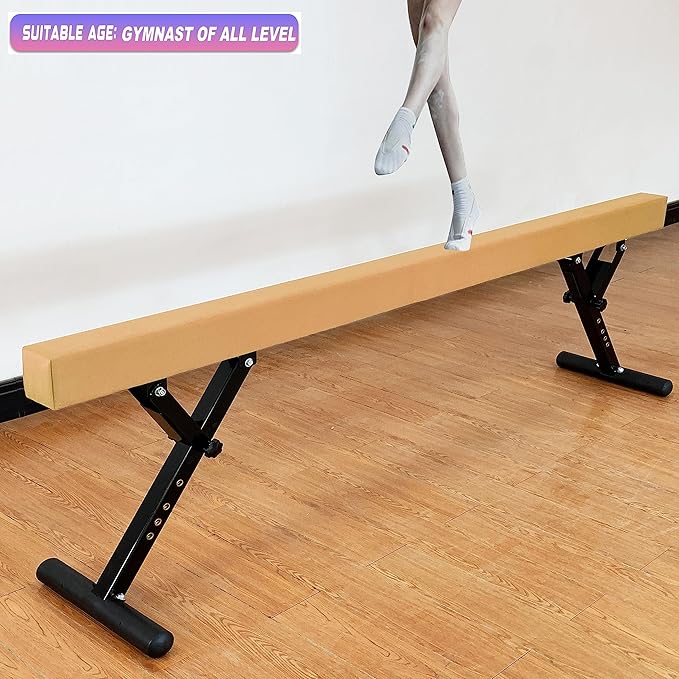 MARFULA Adjustable Balance Beam 8 ft Gymnastic Beam Adjustable Height for Kids and Teenage of All Gymnastic Levels, Gymnastic Training Beam Gymnastic Equipment for Athlete Home and Gym Club Use